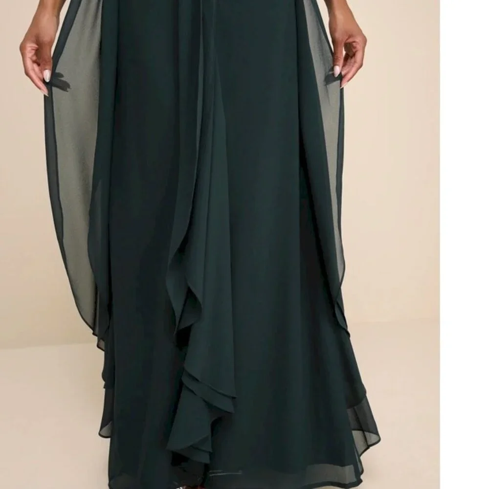 Lulu's Dark Teal Blue Green Maxi Dress - Picture 5 of 15